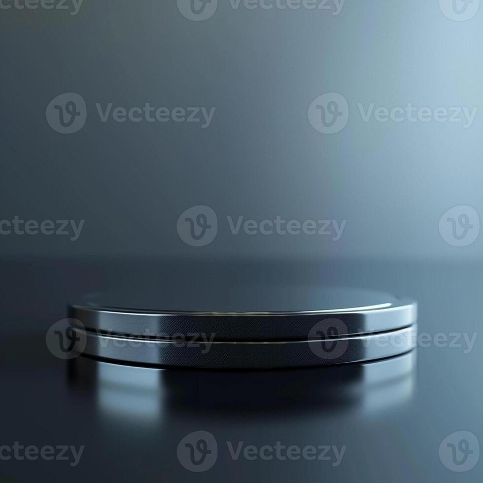 A black and silver object sitting on top of a table photo