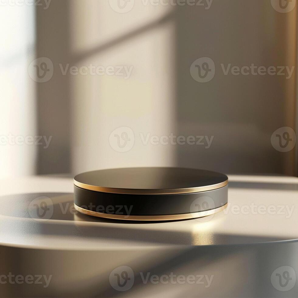 A black and gold box sitting on a table photo