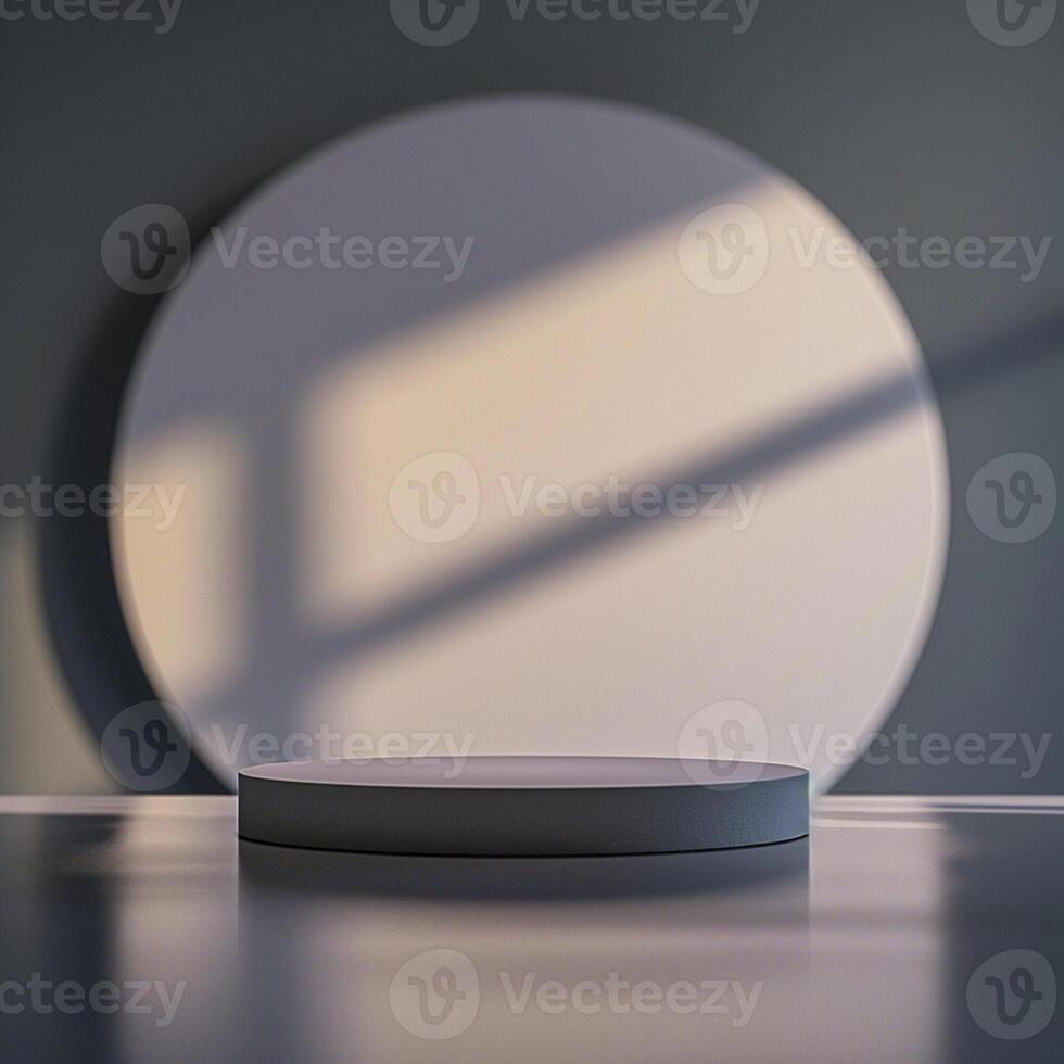 A white round table with a shadow on it photo