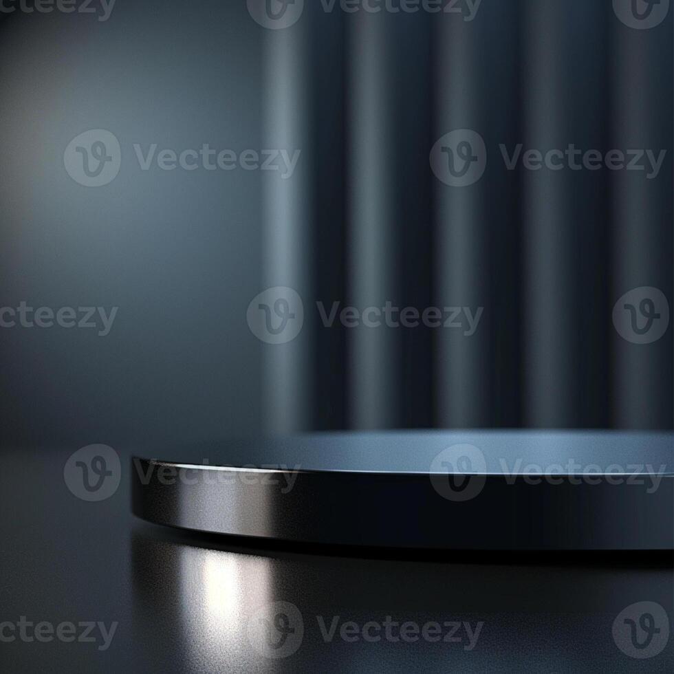 An empty black table with a black surface photo