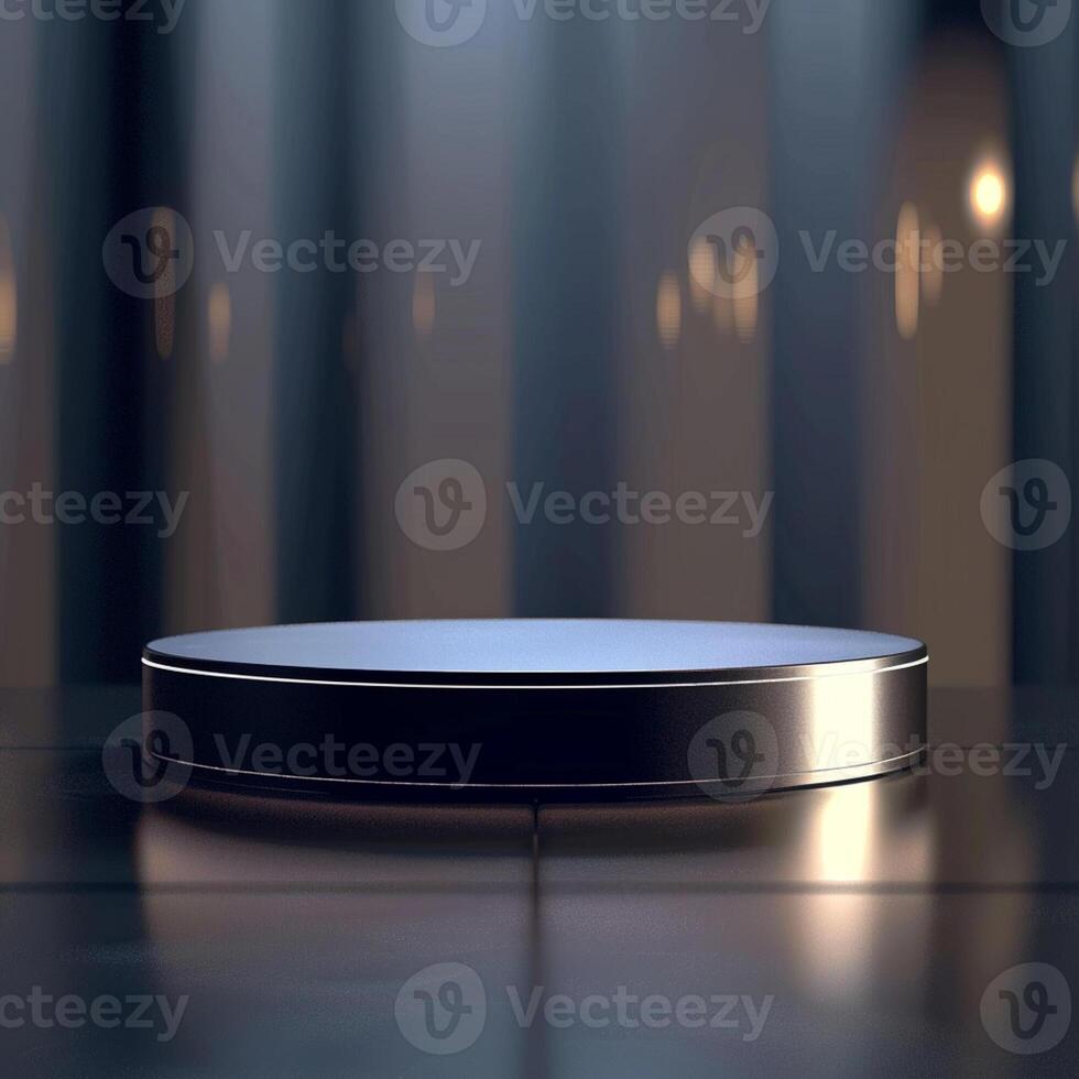 A round table with a light on top photo