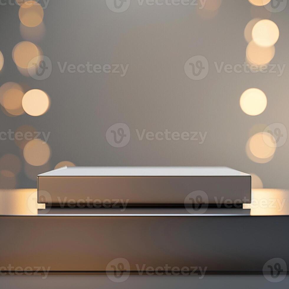 A white box sitting on a table in front of a light background photo