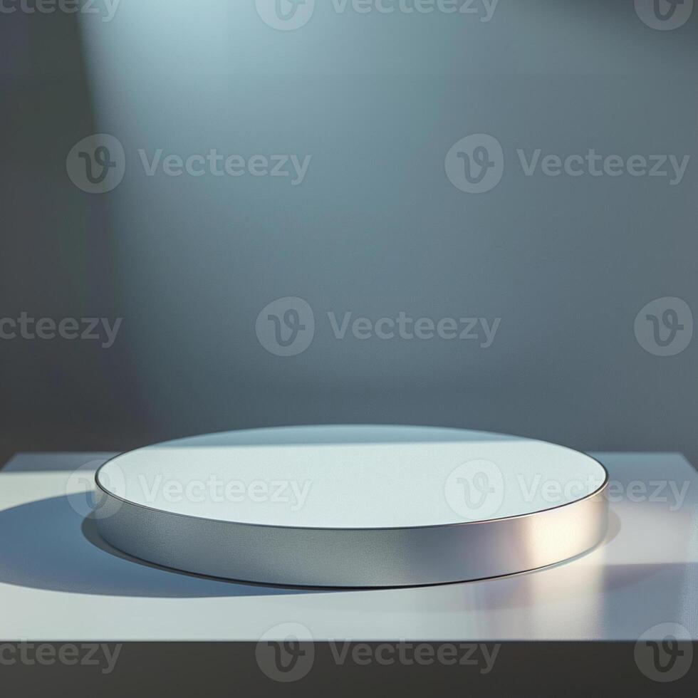 A white round table with a spotlight on it photo