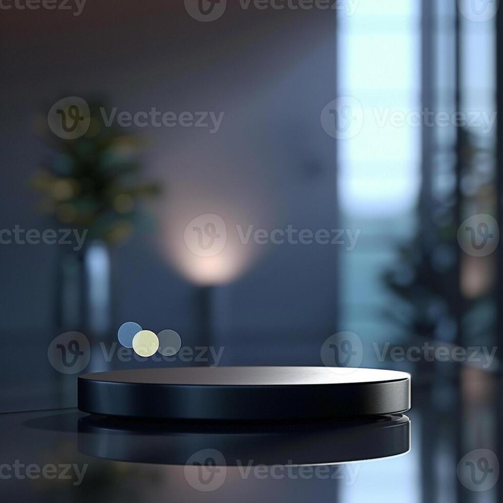 A black object on a table with a light shining on it photo