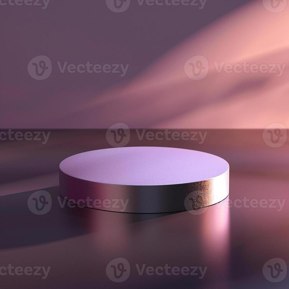 A round object on a table with a pink background photo