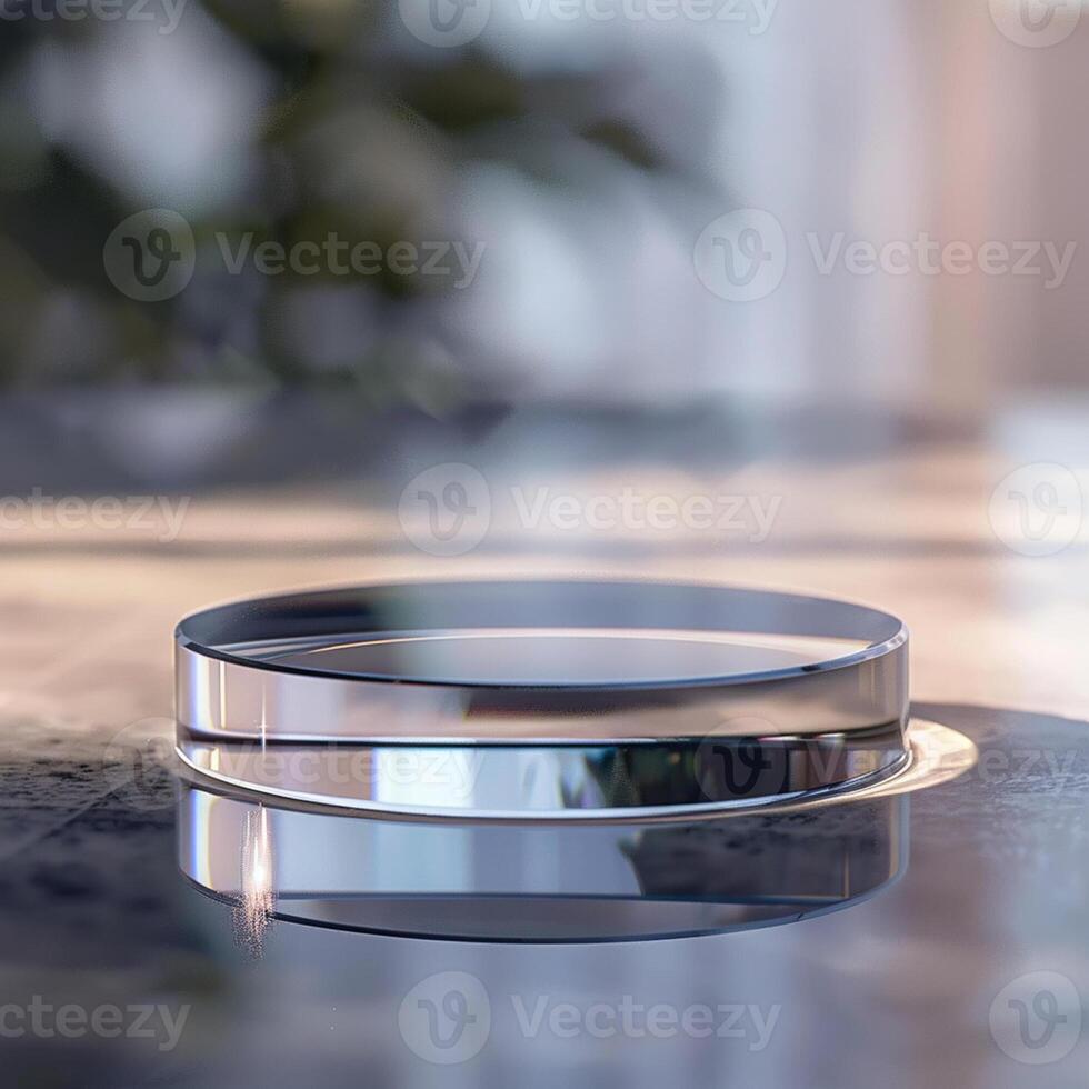 A glass ring sitting on a table photo