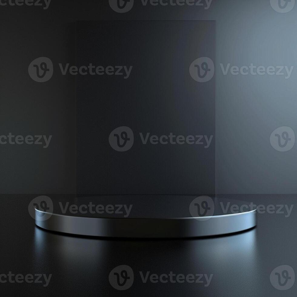 Empty podium with black background and light photo