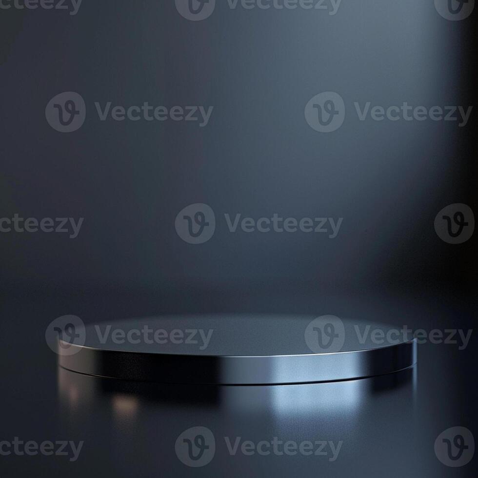 An empty black round table on a dark background photo