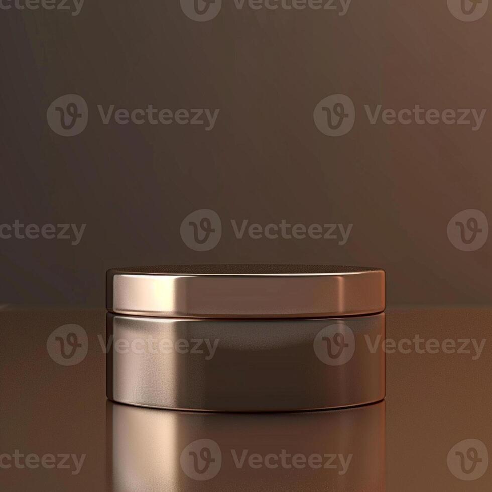 A metal container with a lid on a table photo