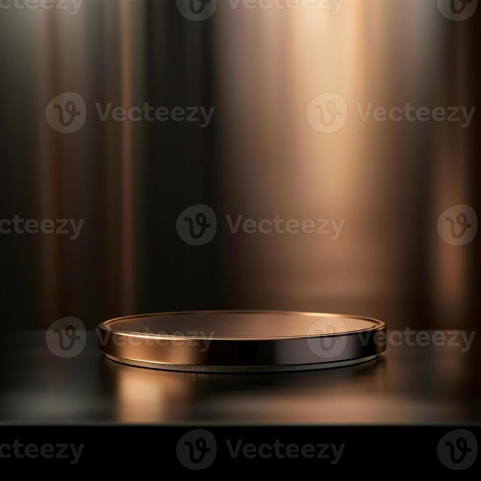 An empty round table with a black background photo