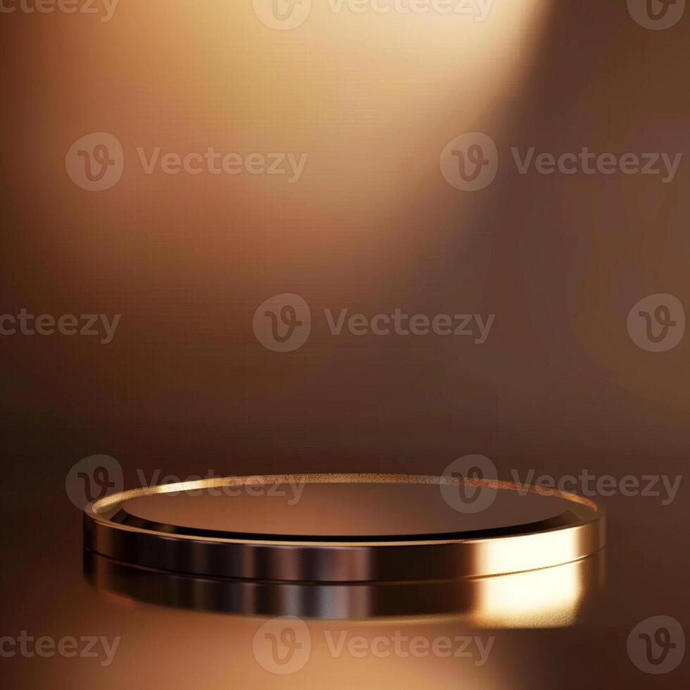 Golden round table with light on it photo