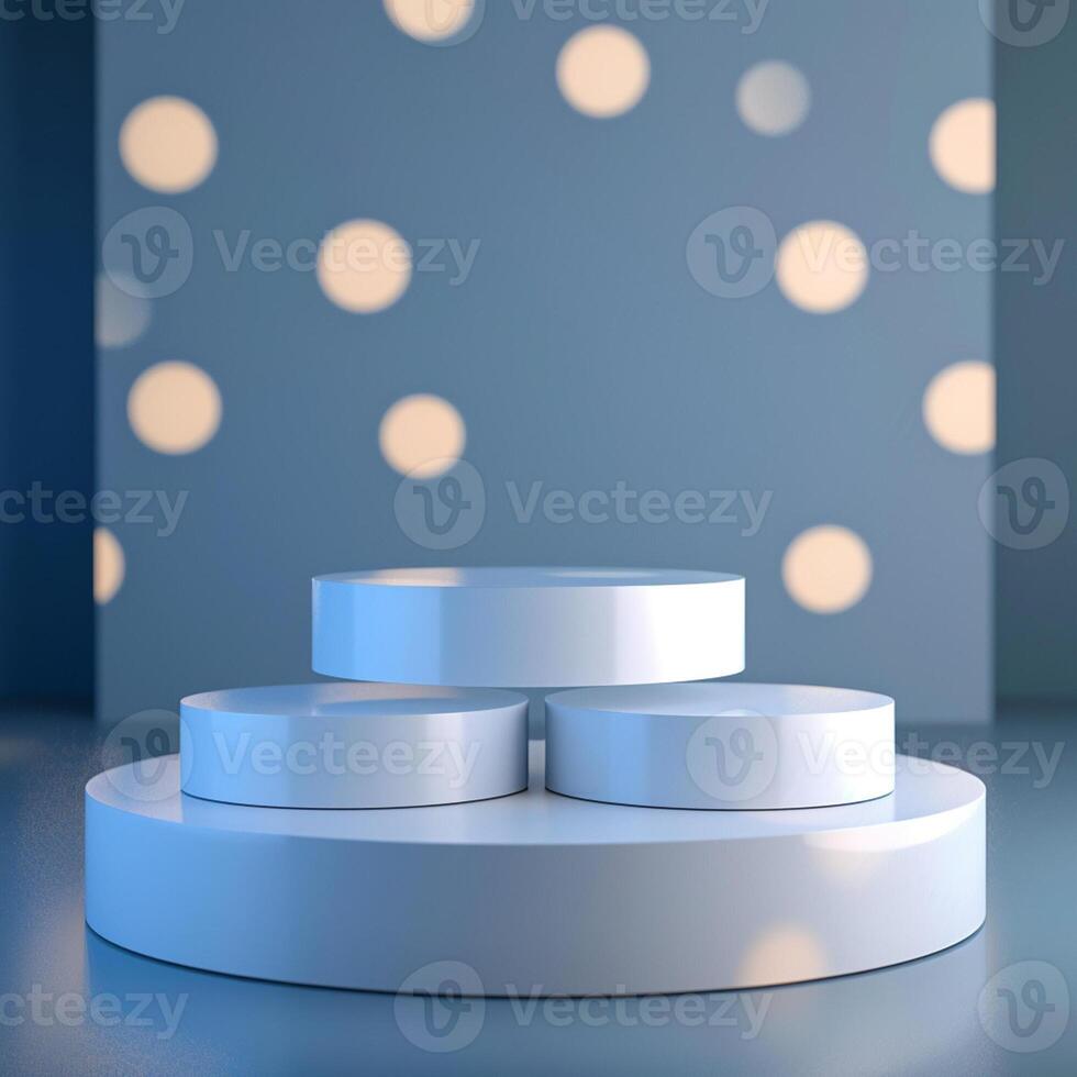 White pedestal with lights on the floor photo