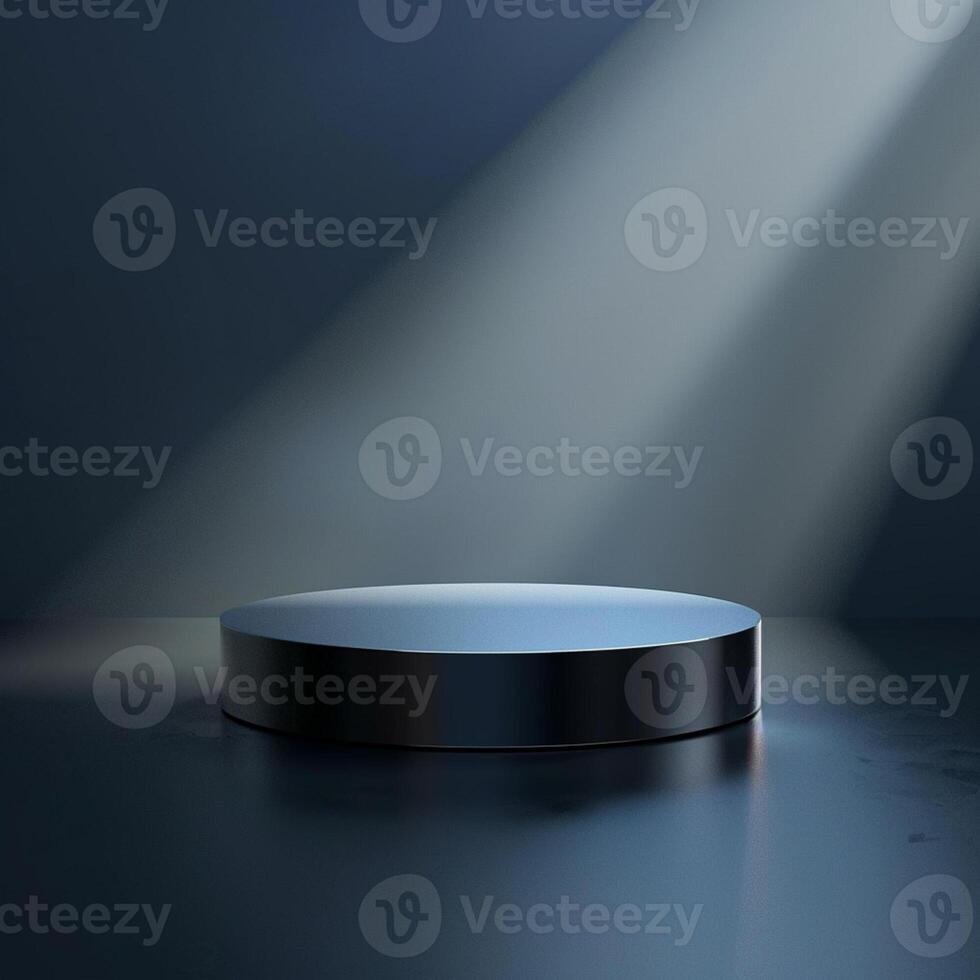 An empty podium with light shining from the side photo