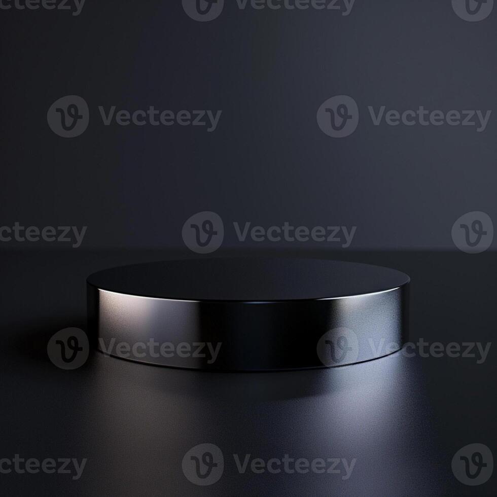 Black round table on a dark background photo