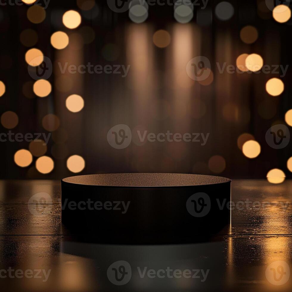 Empty podium on stage with lights photo
