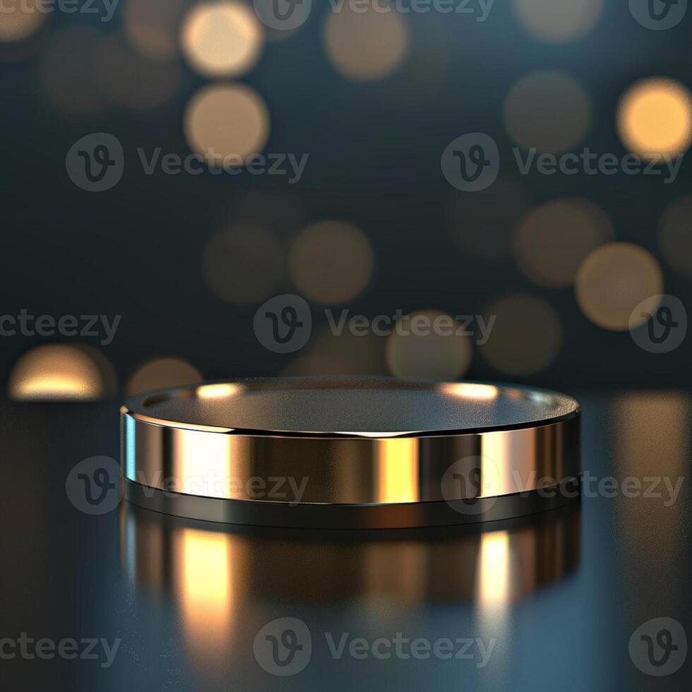 A golden object on a table with a bokeh effect photo