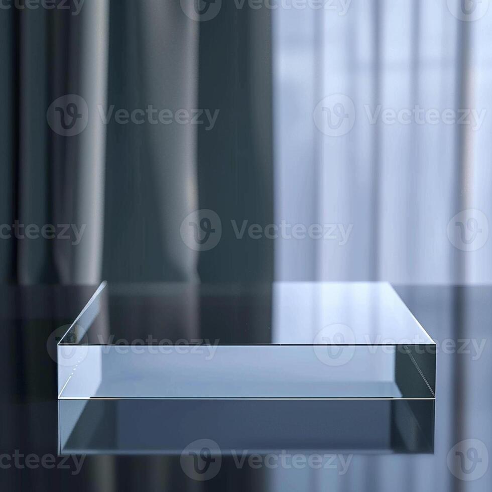 A glass table with a reflection of the window photo