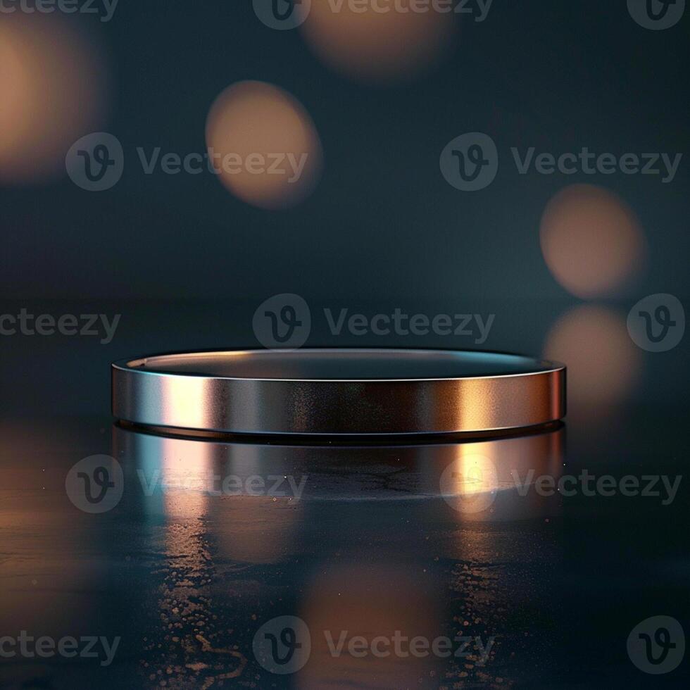 A shiny ring on a table photo