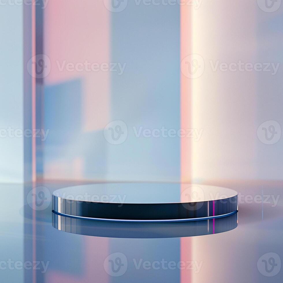 A round table with a light on top photo