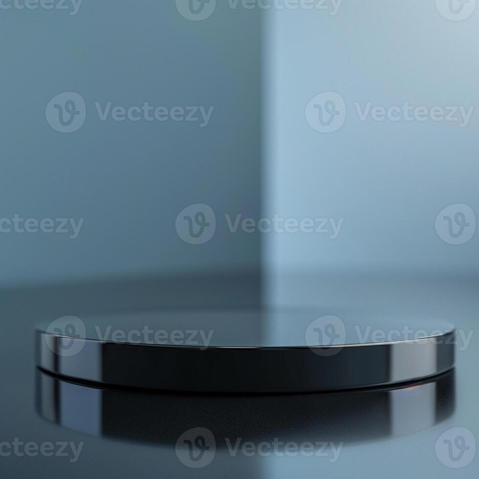 A black round table with a white surface photo