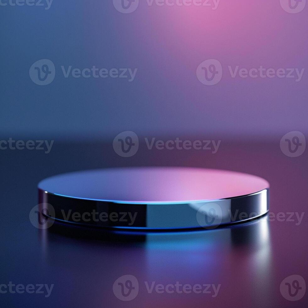 A round object on a table with a blue and purple background photo