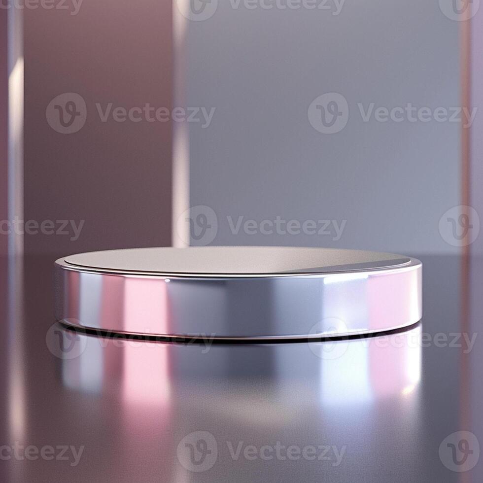 A round silver object on a table photo