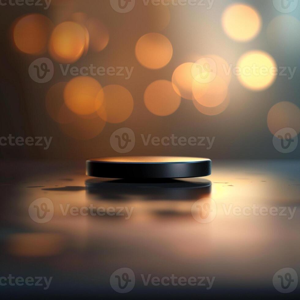 A black object sitting on a table with a blurry background photo