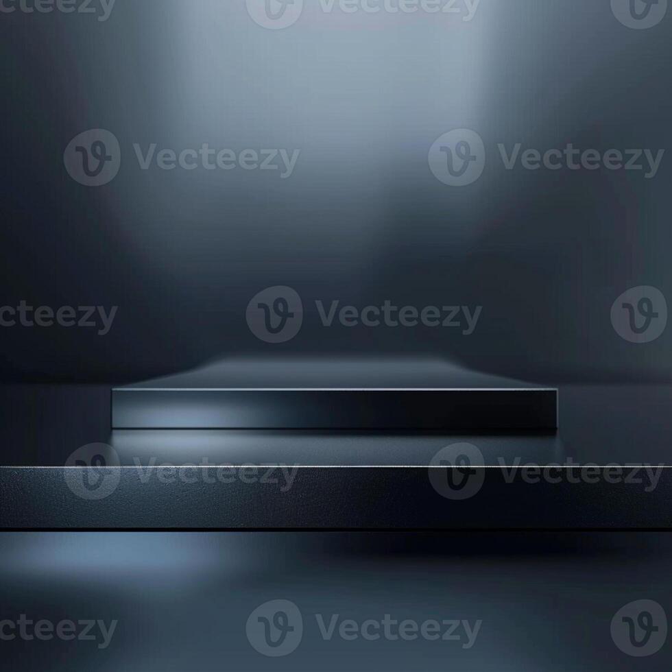 An empty black stage with a spotlight photo