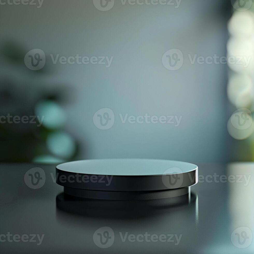 A black object on a table with a blurry background photo