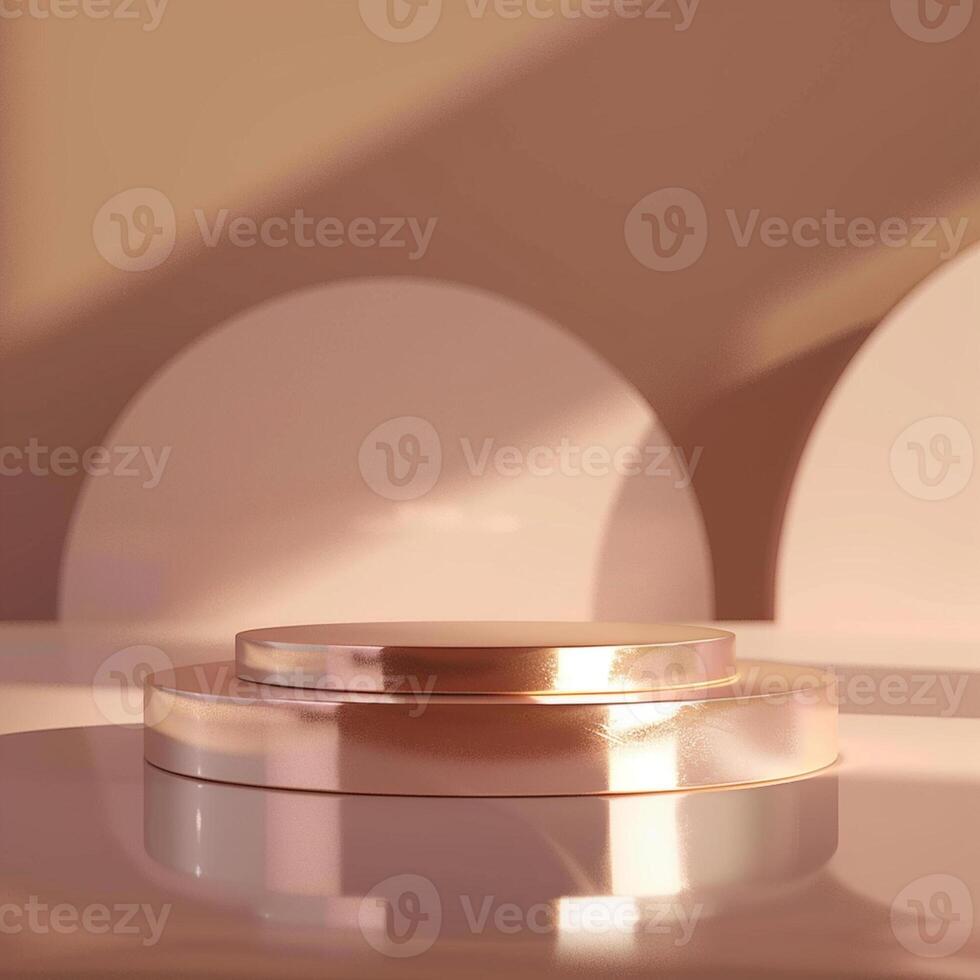 A white table with a round object on it photo