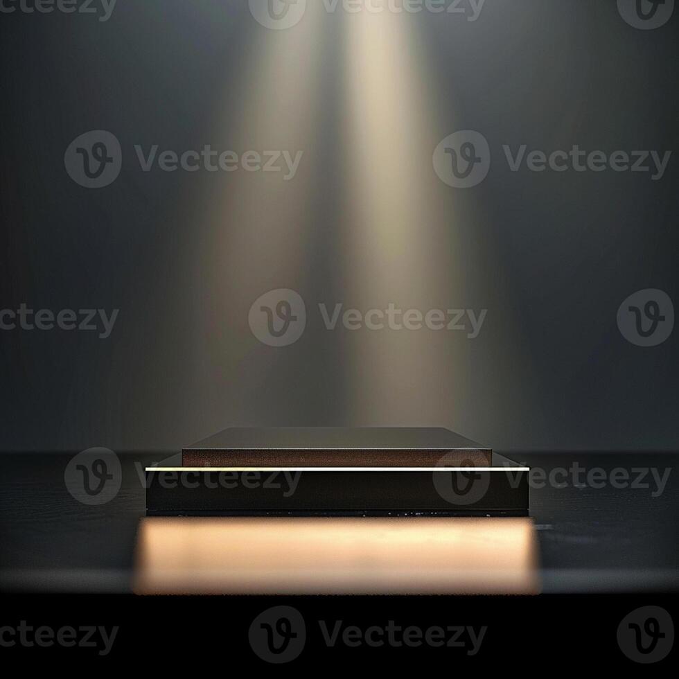 An empty podium with a spotlight shining on it photo