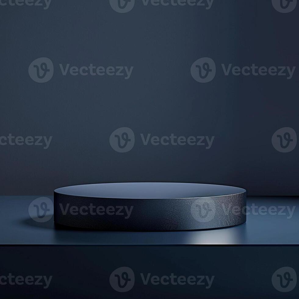 A round table with a black surface on a dark background photo