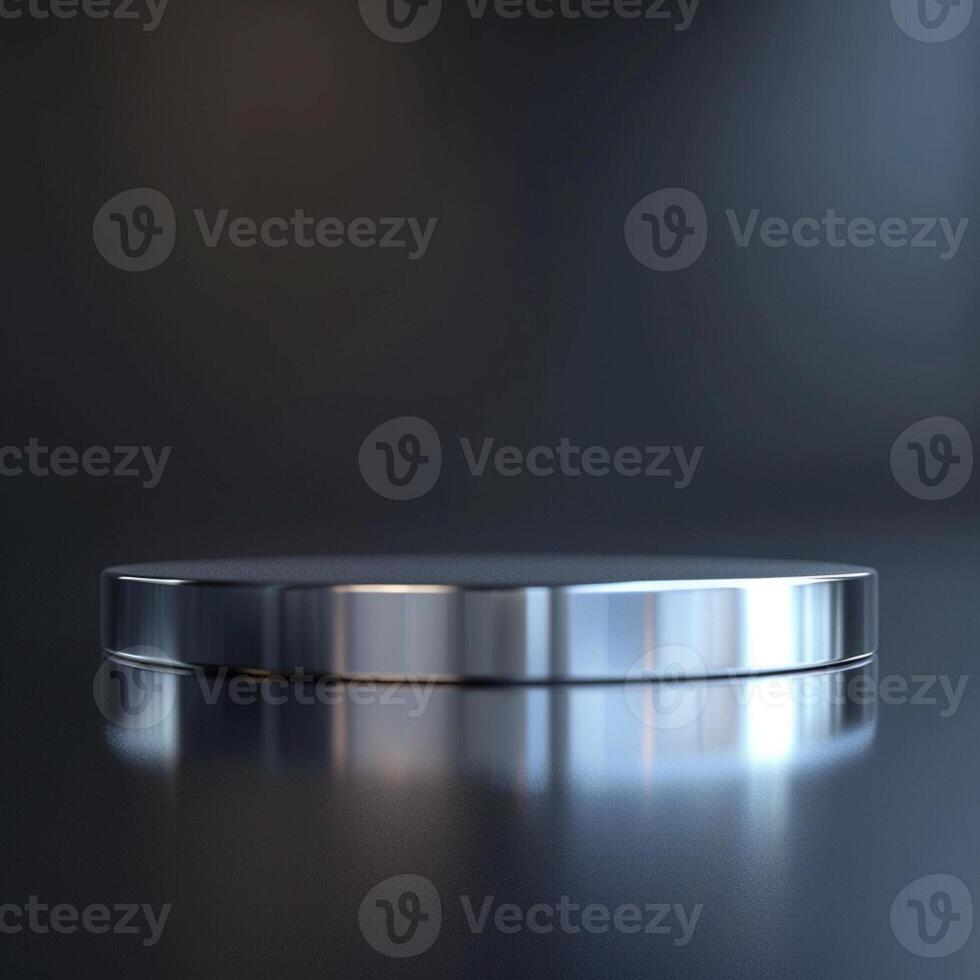 A silver round table with a reflection on it photo