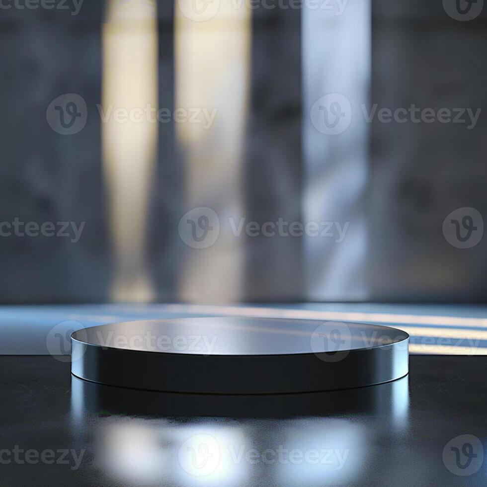 A round table with a light shining on it photo