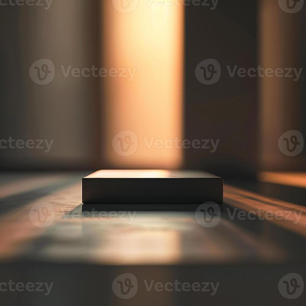 An empty box sitting on a table in front of a window photo