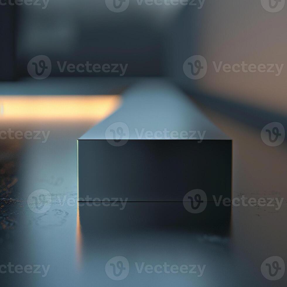 A black box sitting on a table in a dark room photo