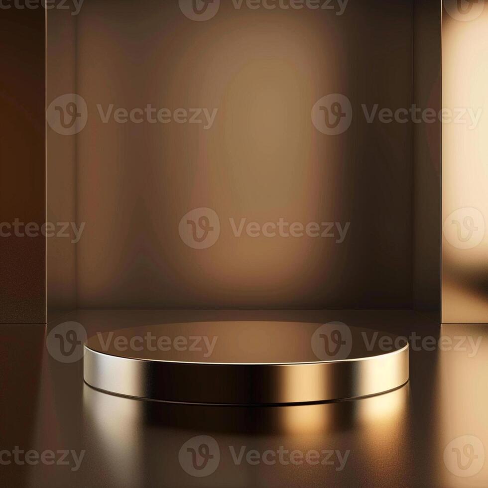 3d render of a round podium in a dark room photo
