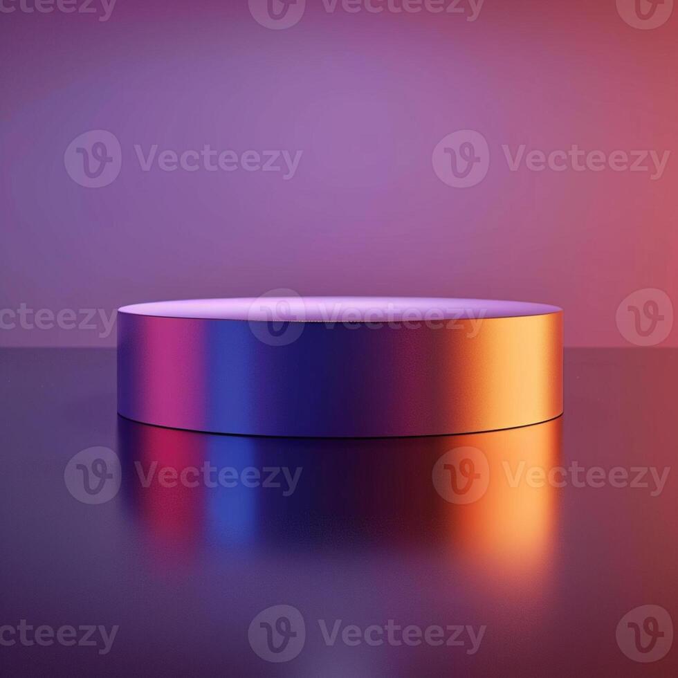 3d render of a round table with a colorful background photo