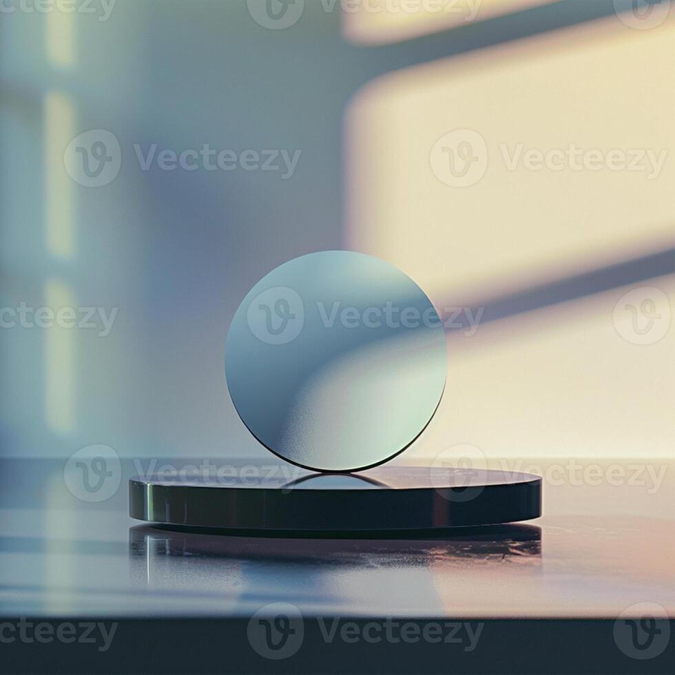A black and white mirror on top of a table photo
