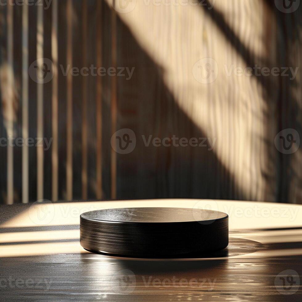 A black object sitting on a table photo