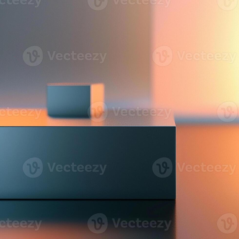 A cube on a table with a light behind it photo