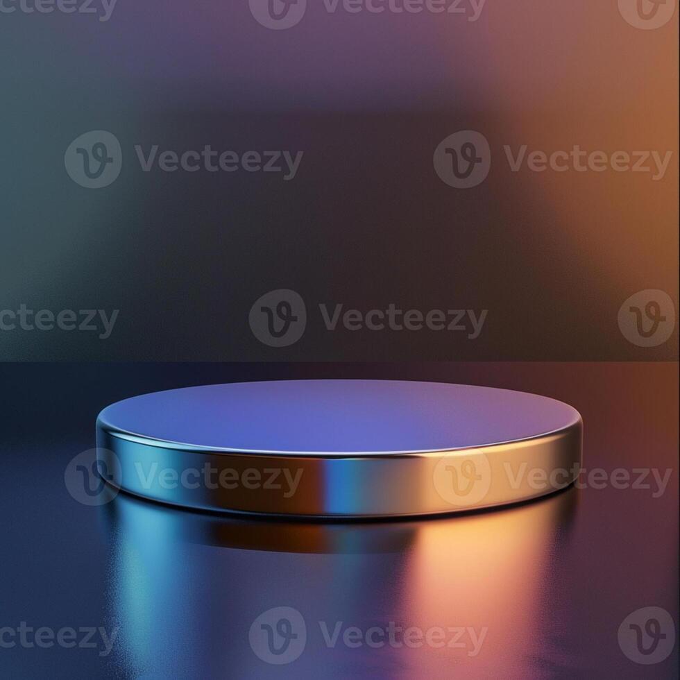 3d render of a round metal pedestal on a table photo