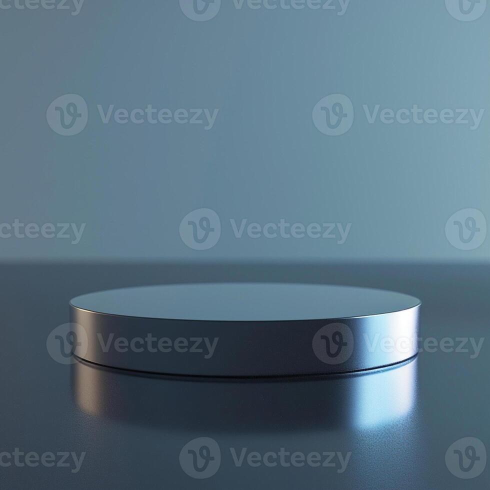 A round table with a silver surface on a table photo