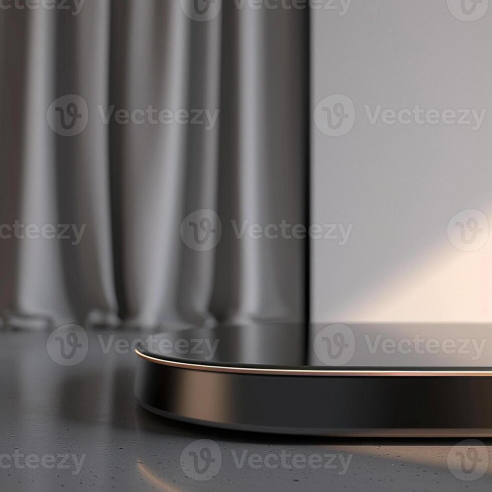 A black and silver object on a table photo