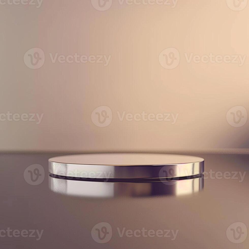 A round table with a silver surface on a table photo