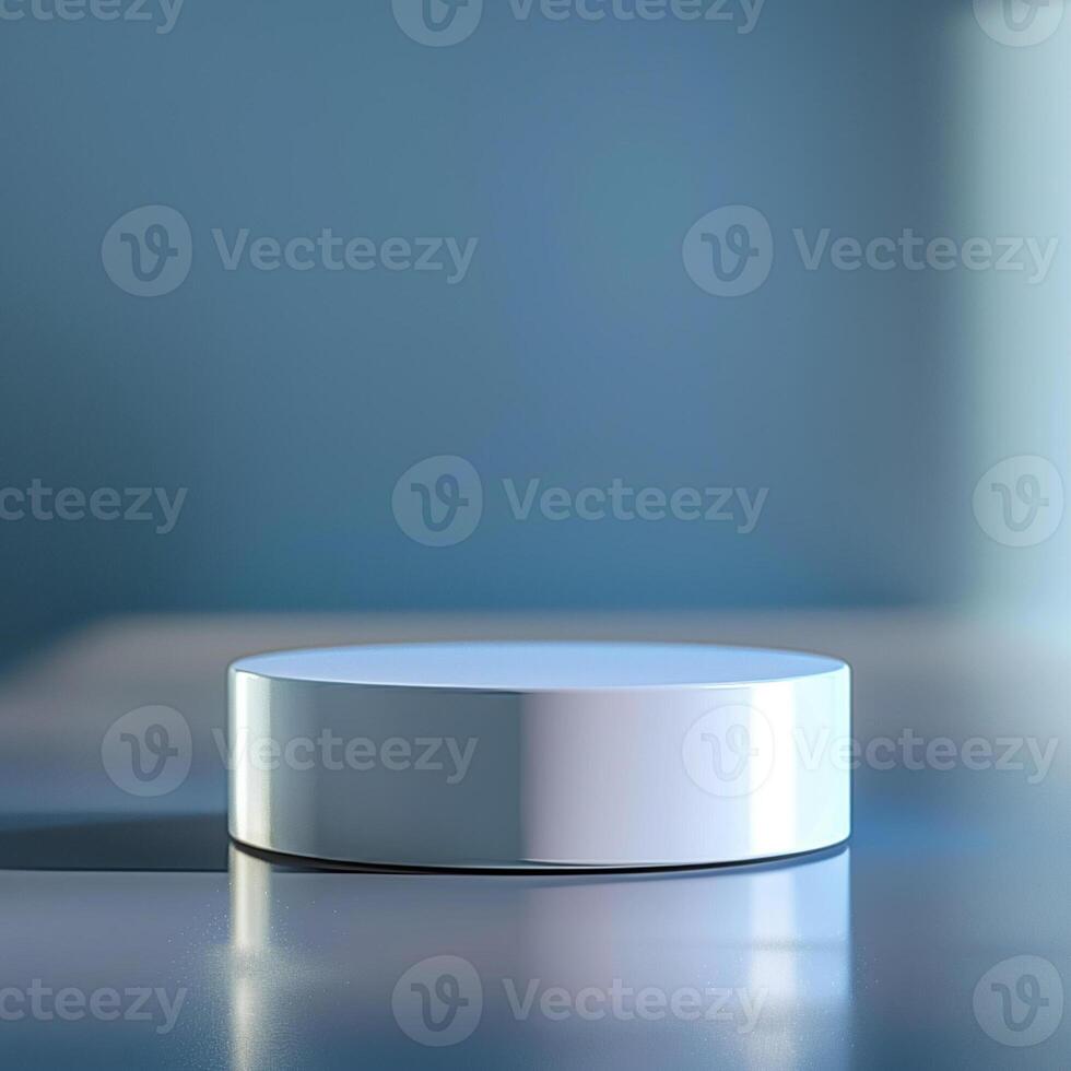 A white round table on a table in front of a window photo
