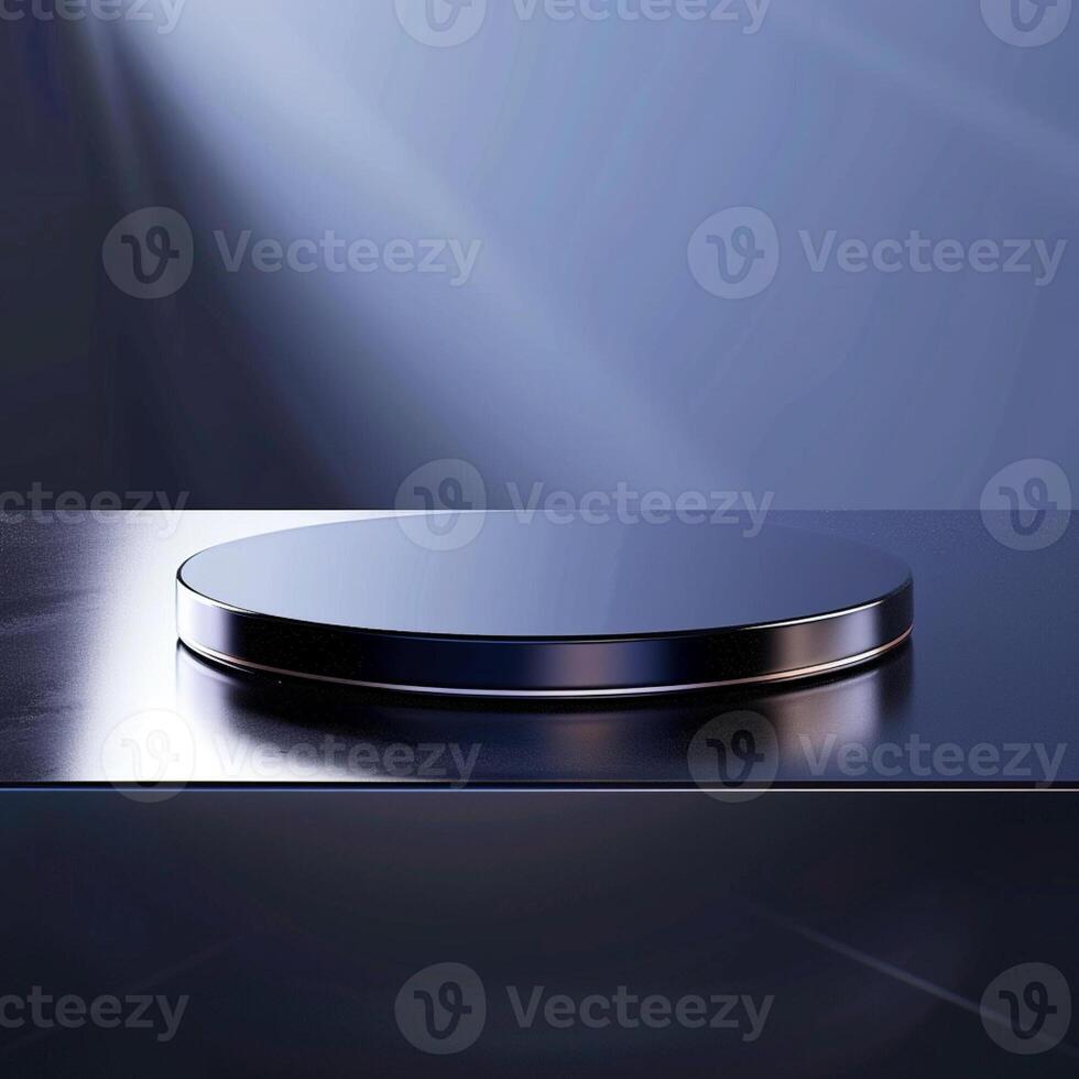 A black and silver table with a circular object photo