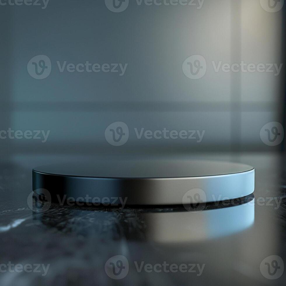 A black circular object on a table photo