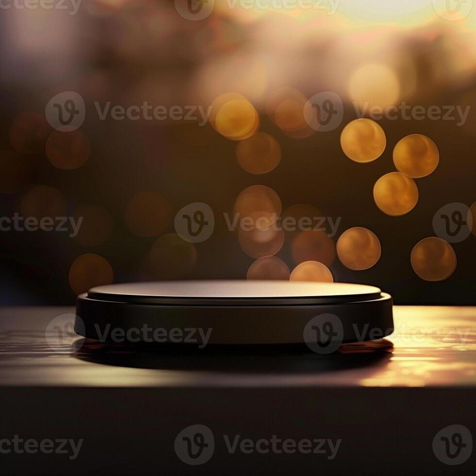 A black object on a table with a blurred background photo