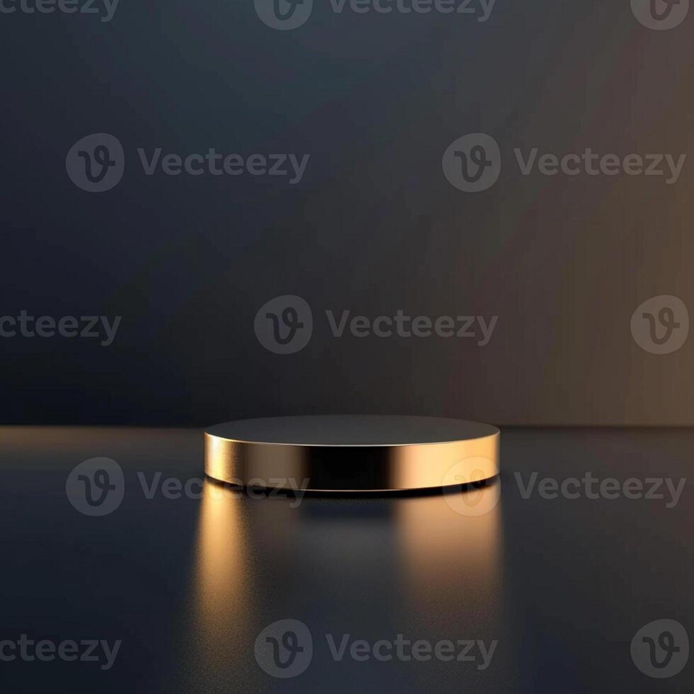 A golden object on a table with a dark background photo